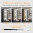 thumbnail image 4 of Large Makeup Vanity Desk with Mirror and Lights in 3 Colors, Black Vanity Table with Charging Station & LED Lights, Dressing Vanity Table with Glass Table Top & Adjustable Cabinets for Girls Women, 4 of 5