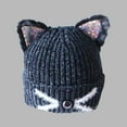 thumbnail image 3 of Kids Girls Sequin Cat Ears Hats Winter Knitted Beanie Hat for Outdoor Snow Ski Skull Cap with Embroidery,Color:Black, 3 of 4