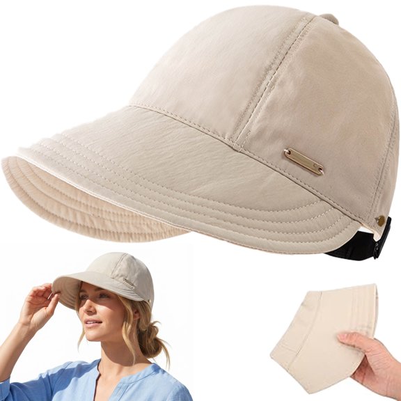 Wide Brim Sun Visor for Women, UPF 50 Open Top UV Protection Hat, Adjustable Ponytail Cap for Golf Beach and Casual Wear