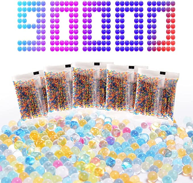 90000Pcs Splatter Ball Gun,Blue Water Beads,Electric Gel Ball Blaster