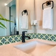 thumbnail image 3 of Mi Alma Flower Green Blue Tile Stickers - Removable Vinyl 4x4, 24 pcs, 3 of 13
