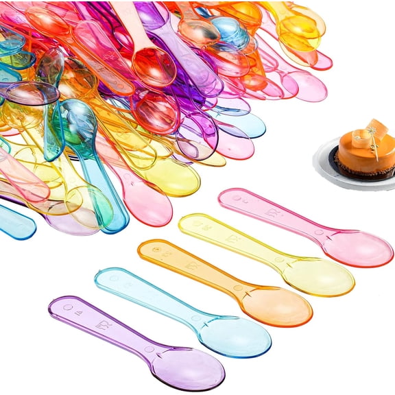 200 Pcs 3 Inch Disposable Mini Plastic Spoons Tutuviw Multi-Color Small Taster Spoons Tiny Dessert Spoon Assorted Ice Cream Spoons for Picnic Kitchen Party Celebrations