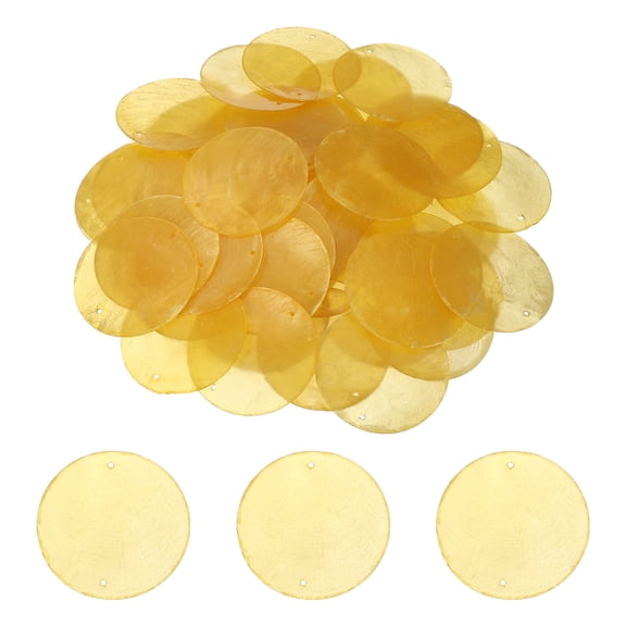 Uxcell Round Capiz Sea Shells, 2" Shells for Crafting with 2 Holes Seashell Beach Real Seashells Fitting for (Wind Chimes Jewelry Making DIY Craft Home Decoration), 20Pcs&Yellow