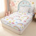 thumbnail image 3 of meiyoeat Cartoon Sky Rainbow Zipper Twin Comforter Sets with Fitted Sheet and 2 Pillowcases for Kids Girls, Love Heart Cloud Zipper Bedding Set for Bedroom, Pink White, Pink ReversibleG, 3 of 6