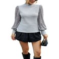 thumbnail image 1 of Ladies‘ Knitted Tops  Turtleneck Sequined Long Sleeve T-shirts for Fall, 1 of 7