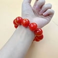 thumbnail image 2 of Blood Amber Style Bangle Bracelet, Red Tone, Buddhist Style, 108 Beads, 10-20 mm, Boho Jewelry Gift for Men Women, 2 of 4