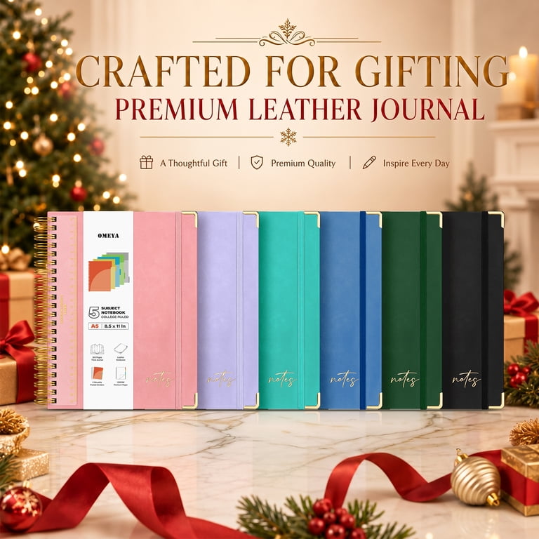 OMEYA 5-Subject Leather Spiral Notebook, 300 Pages photo 8