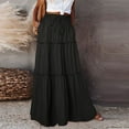 thumbnail image 6 of BRDFRL Skirts for Women Summer Boho Casual Maxi Flowy Elastic High Waist A-Line Tiered Swing Floral Long Skirts with Pockets Black XXL, 6 of 6
