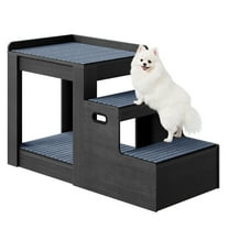 HOOBRO Dog Bunk Bed, Indoor Dog Window Perch with Stairs, Non-Slip Mat and Storage Compartment, for Dogs and Cats, Charcoal Black BC06PT03