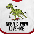 thumbnail image 4 of Inktastic Nana and Papa Love Me Dinosaur Grandson Boys Baby Bib, 4 of 4