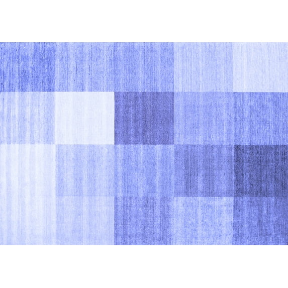 Ahgly Company Indoor Rectangle Checkered Blue Modern Area Rugs, 5' x 7'