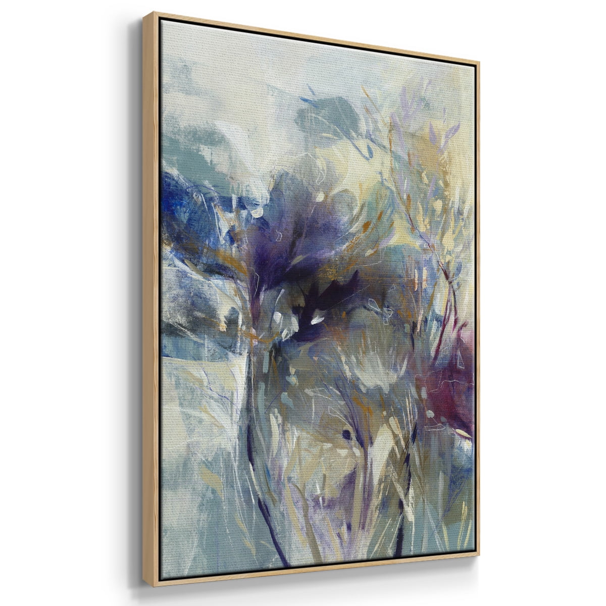 Meadow Saffron I Framed Premium Gallery Wrapped Canvas - Ready to Hang - 27 x 41 - Natural Wood Floating Frame