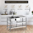 thumbnail image 2 of Eastvita Freest&ing Stainless-Steel Utility Sink With Dual Bowls 47 By 18 By 35 in Adj Legs Efficient Clog Resistant Drainage 304 Stainless-Steel Pull Out Faucet Knife Storage Open Shelf, 2 of 5