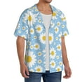 thumbnail image 4 of Vsdgher Daisies Flowers Print Men's Wrinkle Free Untucked Cuban Shirt Business Casual Button Down Shirts Short Sleeve Shirt, 4 of 7