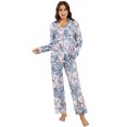 thumbnail image 3 of LYCY Womens Pajama Sets Floral Print, Long Sleeve Button Down Pajamas Set for Women Soft Sleepwear Pjs 2 piece Loungewear, (Grey Floral, Medium), 3 of 6