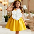 thumbnail image 2 of MGDXOX Girls Spaghetti Strap Dress with Large Flower Appliqué on the Bodice Casual A Line Swing Dress for Parties and Special Events Yellow 4-5 Years, 2 of 5