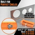 thumbnail image 2 of Mutt Tools Adjustable Hole Cutter for Metal – Cuts 2–12" Holes in 24ga Steel & 26ga Stainless – Heavy Duty Tool for HVAC, Duct Work, Electrical & Ceiling Installs, 2 of 6
