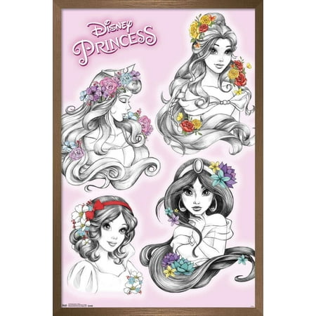 Disney Princess - Sketch Wall Poster, 22.375" x 34", Framed