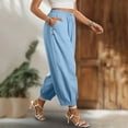 thumbnail image 5 of MLCDZ Womens Cotton Linen Barrel Harem Pants Baggy Lightweight Elastic Waist Wide Leg Pants with Pockets Boho Summer Casual Loose Beach Vacation Trousers, 5 of 6