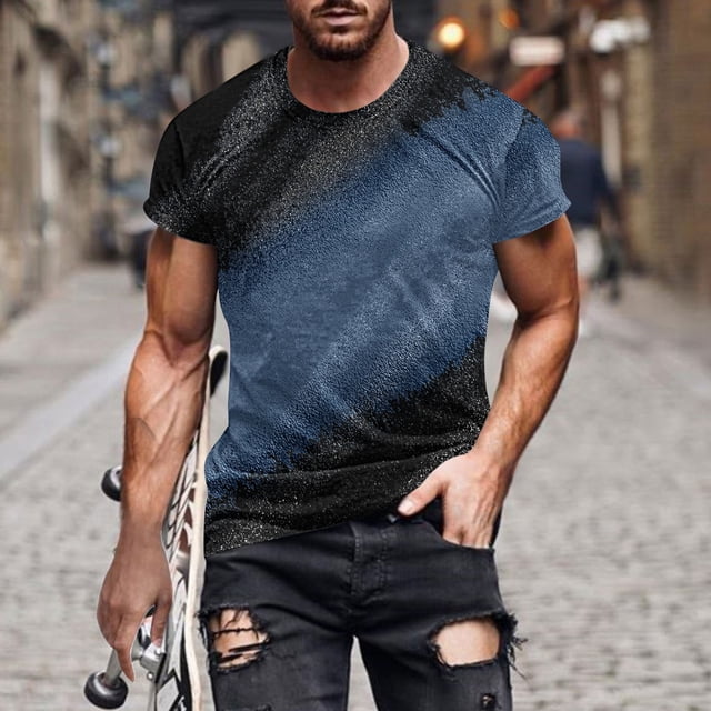 Aqestyerly T-Shirt Décontracté pour Homme à Manches Courtes, Col Rond, Haut Imprimé, Mode Été, Chemise pour Usage Quotidien HWRETIE