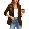 thumbnail image 5 of Business Blazer for Women ,3/4 Sleeve Notched Lapel Jacket, Casual Office Outdoor Work Coat with Pocket Brown XL, 5 of 6