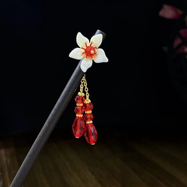 Horquilla de madera con forma de mariposa, estilo antiguo, para cheongsam, Hanfu, horquilla cruzada para la parte posterior de la cabeza, borla de disco, horquilla para el cabello, accesorios para el