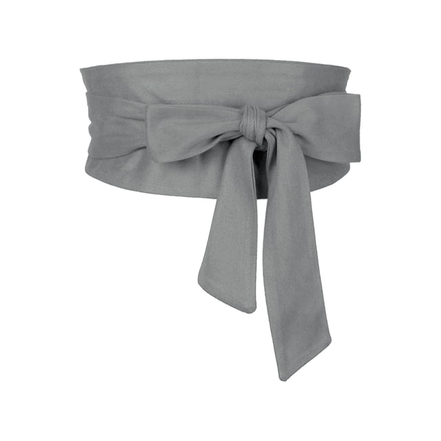 Cinturón Obi sólido para mujeres de tallas grandes INSPIRE CHIC, cinturón de lazo autoadherente, cinturón ancho para vestido de 35.43-45.67" gris