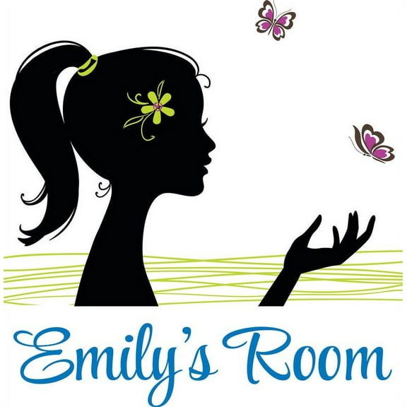 Personalized Name Vinyl Decal Sticker Custom Initial Wall Art Personalization Decor Sweet Girl Bedroom Teen Butterfly Mural 16 Inches X 16 Inches
