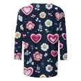 thumbnail image 4 of Elvqul Navy T-Shirts for Women Plus Size Love Print Crew Neck 3/4 Sleeve Blouses Comfortable Juniors Tops T-Shirts, 4 of 5