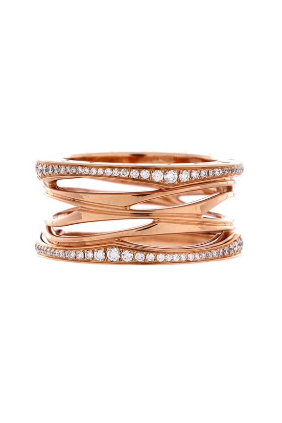 Pre-Owned B.Zero1 Design Legend Zaha Hadid Four Band Ring 18K Rose Gold with Diamonds By Rebag
