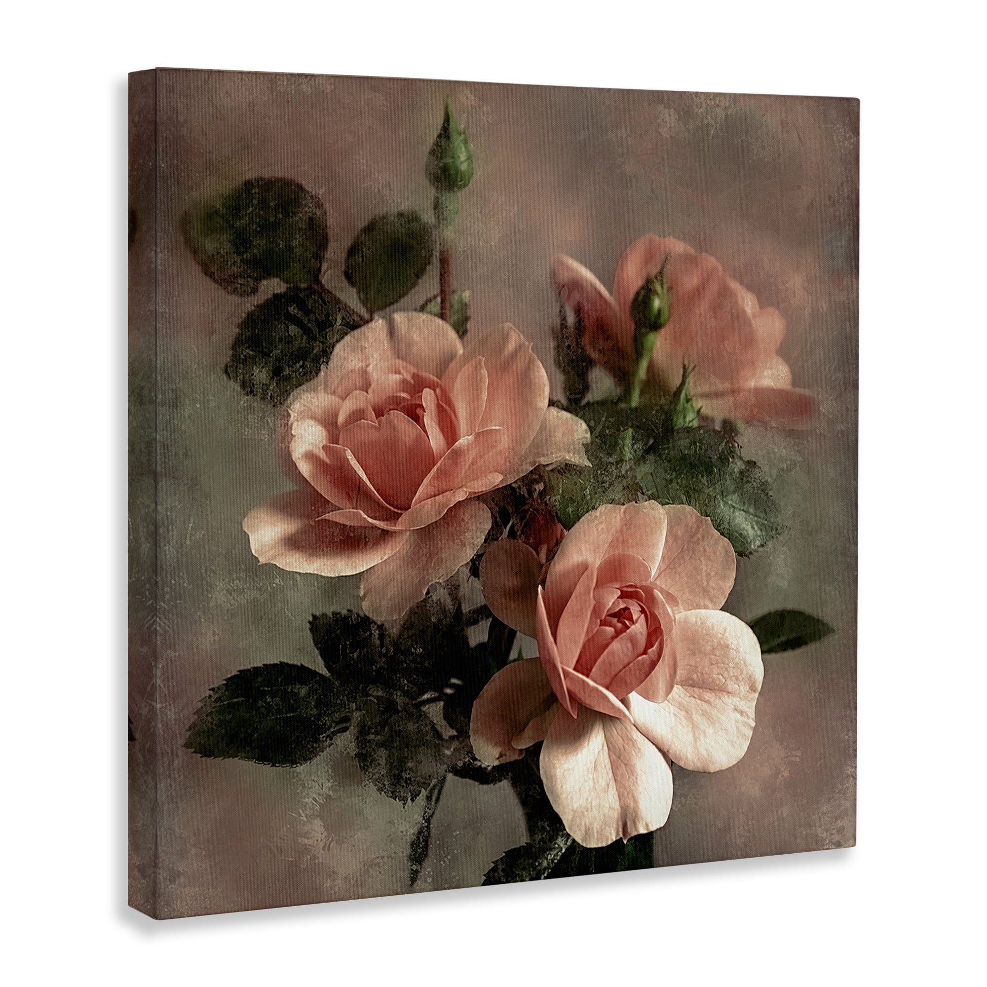 Stupell Industries Vintage Blush Petals Plants & Flowers Painting Wrapped Canvas Art Print Wall Art, 36 x 36