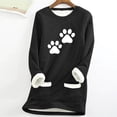 thumbnail image 2 of Feancey Women's Fleece Lined Tops Winter Warm Sherpa Lined Crewneck Pullover Cute Cat Paw Print Loungewear Long Sleeve Thermal Tunic Tops with Pockets Black 3XL, 2 of 4