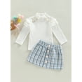 thumbnail image 3 of hirigin 2PCS Toddler Girls Fall Outfits, Ruffle Long Sleeve Ribbed Knit Tops + Button Skirt Set, 3 of 8