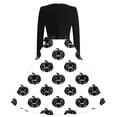 thumbnail image 6 of Edvintorg A Line Dresses for Women Halloween Printed Crew Neck Long Sleeve Casual Maxi Dress Clothes Women S-2XL White, 6 of 6