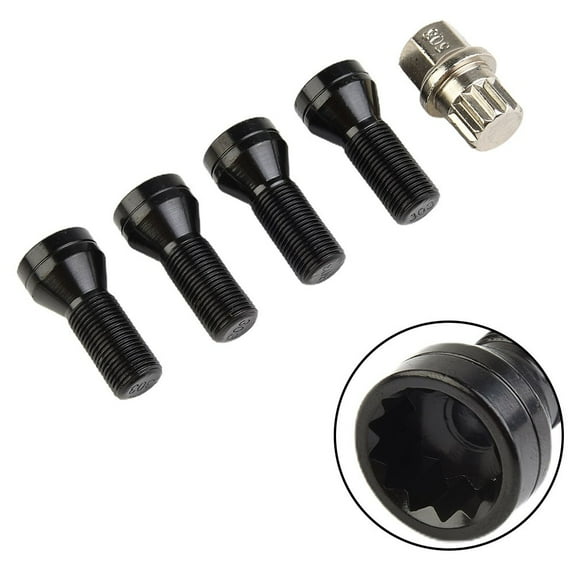 2pair Car Wheel Locking Bolts Anti-theft Wheel Screw Bolt Lock Nuts Key Stainless Black Silver Steel Wheel Locking Bolts