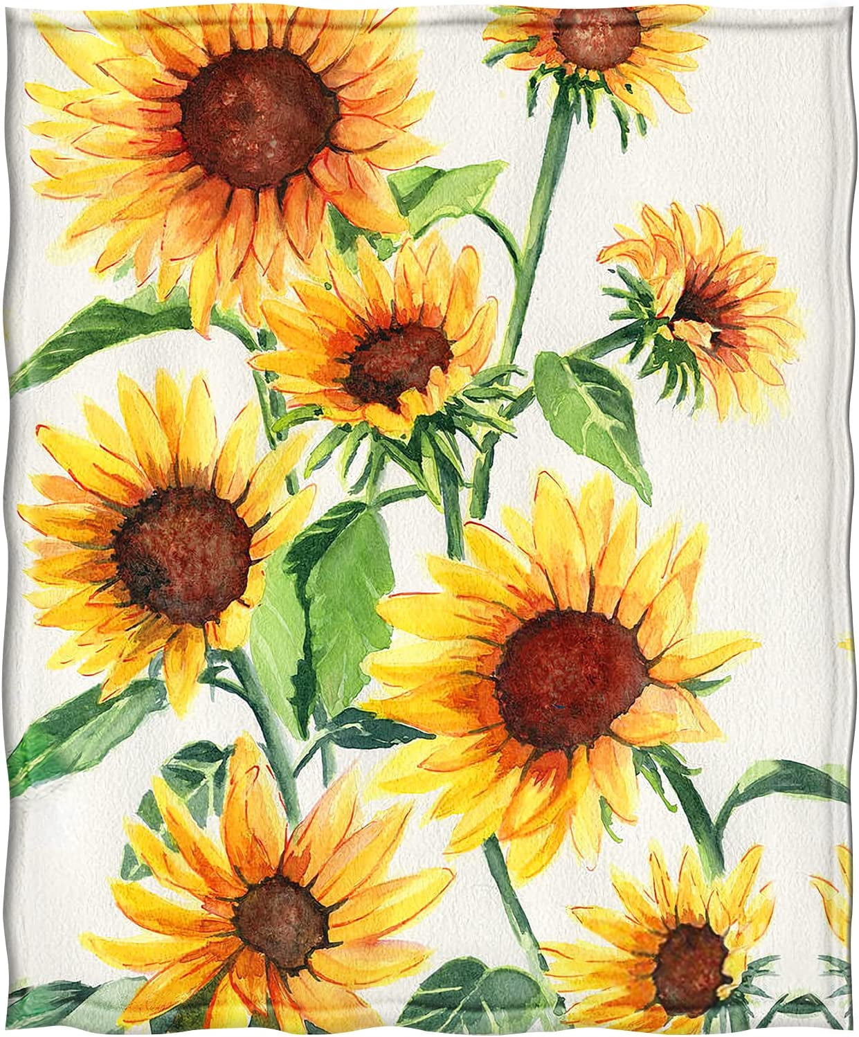 Sunflower Blanket Gifts for Women Girls Mom Decor for Home Bedroom Living Room Office Dorm, Soft Fluffy Lightweight Throw Blankets White 50"x60"