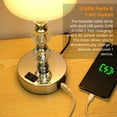 thumbnail image 4 of Touch Crystal Table Lamp, Small Bedside Lamp with USB C+A Charging Port and AC Outlet, 3 Way Dimmable Nightstand Lamp for for Bedroom Living Room, Office, 4 of 8
