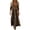 C1-Brown203, variant on Womens Patchwork Denim Maxi Dress Split V Neck Three Quarter Sleeve Asymmetric Hem Western Long Dress