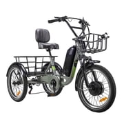 NAKTO S02 400 lbs Capacity Electric Tricycle for Adults, 48V 16Ah Battery, 750W Peak Rear Hub Motor, 60-Mile Long Range Electric Trike, Dual Disc Brakes, Green
