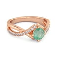 thumbnail image 2 of Classic & Elegant 0.25 Ctw Emerald 925 Sterling Silver Rose Vermeil Solitaire Accents Women Valentines Day Gifts Ring, 2 of 3
