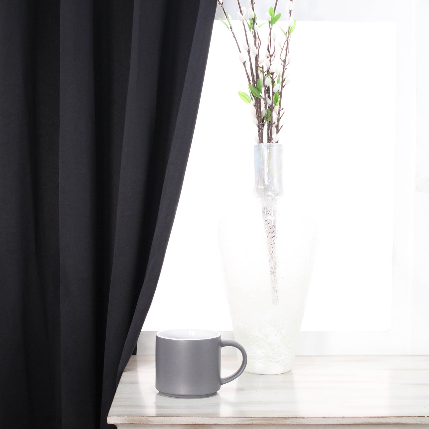 Superior Solid Blackout Curtain Set of 8, 52" x 63", Black