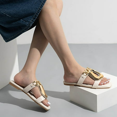 

Women Slippers Wide AXXD Women s Shoes Sandals With Comfortable Indoor And Outdoor Sandals Leisure Slippers for Reduce White 6.5