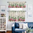 thumbnail image 2 of Spring Pink Roses Kitchen Curtains Sets for Windows 36 Inch Length, Pastoral Eucalyptus Leaves Rustic Burlap Rod Pocket Window Treatments Tier Curtains and Valances Set for Bedroom/Bathroom, 2 of 8