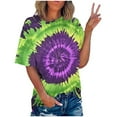 thumbnail image 4 of YOTAMI Tie Dye Tshirts for Women Trendy Casual Printed Crew Neck Tops Short Sleeve Color Graphic T-Shirt Blouses Purple, 4 of 5