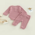 thumbnail image 4 of Baby Girls Pants Set  Ribbed Long Sleeve Crew Neck Romper with Elastic Waist Pants for Toddlers, 4 of 9