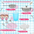 thumbnail image 3 of Redsmile Play Kitchen,Wooden Kids Kitchen Playset with Integrated Blackboard,Microwave and Oven,Pretend Play Toy Kitchen Gift for Girls Boys Ages 3-10,Pink, 3 of 11