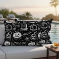 thumbnail image 4 of Black Pumpkin Halloween Outdoor Waterproof Pillow Covers, Retro Art Web Gravestone Animals Decorative Rectangle Throw Pillowcase Sofa Cushion Sham for Patio/Couch/Chair, 20"x12" 2 Pack, 4 of 8