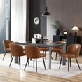 thumbnail image 3 of Sailvan Dining Chairs Set of 4, Modern Living Room Chairs, Leather Kitchen Chairs, Mid Century Style Upholstered Chairs for Dining room, With Cushion Seat And Metal Legs, Easy Assembly, Brown, 3 of 11