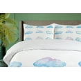 thumbnail image 4 of Ambesonne Cartoon Duvet Cover Sets, Fluffy Clouds, 2-Queen, Blue White, 4 of 7