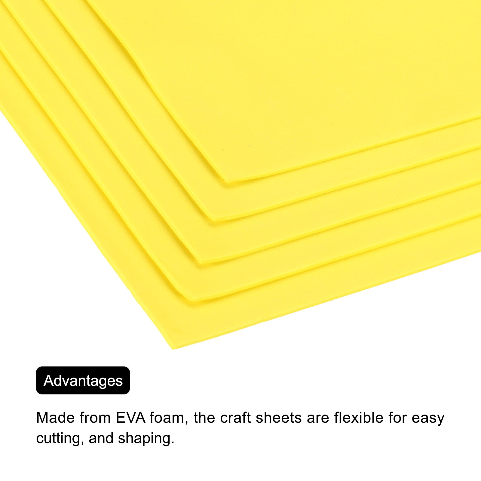 Uxcell EVA Foam Sheets Lemon Yellow 19.7 Inch x 19.7 Inch 2mm Thick Crafts Foam Sheets for Costumes, Arts and Crafts Projects Pack of 5